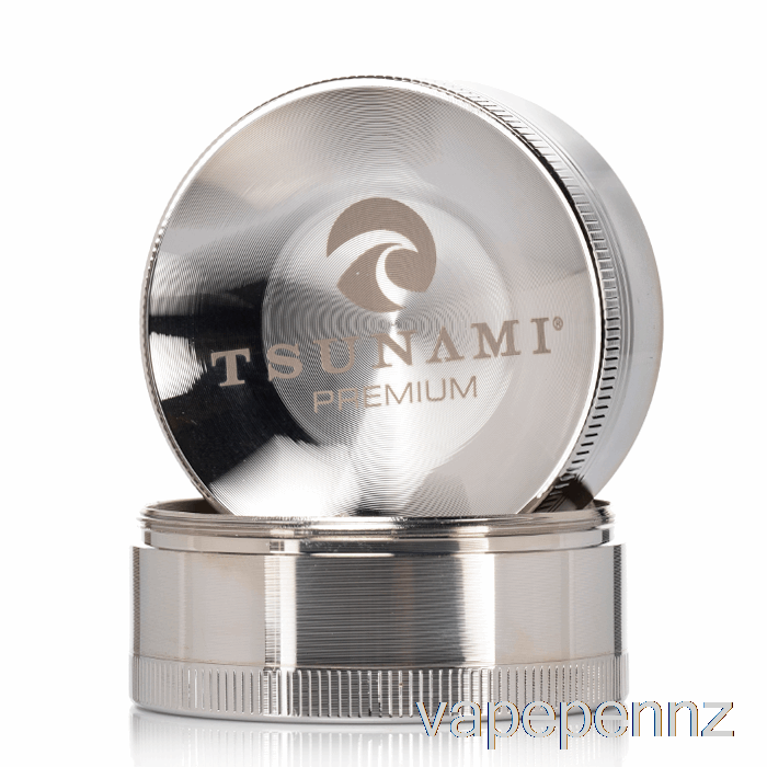 Tsunami 2.4inch 4-Piece Sunken Top Grinder Silver (63mm) VAPE NZ